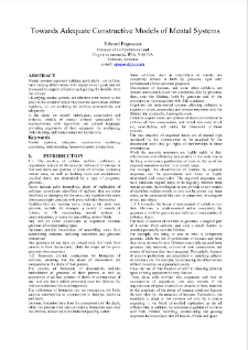 Towards Adequate Constructive Models of Mental Systems