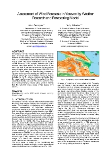 Assessment of Wind Forecasts in Yerevan by WeatherResearch and Forecasting Model