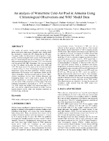 An analysis of Wintertime Cold-Air Pool in Armenia UsingClimatological Observations and WRF Model Data