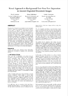 Novel Approach to Background-Text-Non-Text Separationin Ancient Degraded Document Images