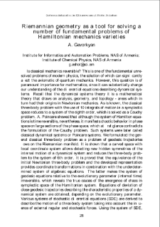 Riemannian geometry as a tool for solving anumber of fundamental problems ofHamiltonian mechanics varieties