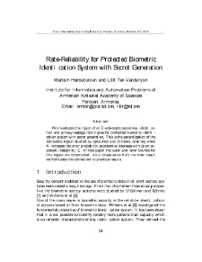 Rate-Reliability for Protected BiometricIdentification System with Secret Generation