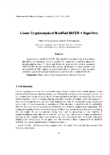 Linear Cryptanalysis of Modified SAFER + Algorithm