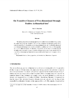 On Transitive Closures of Two-dimensional StronglyPositive Arithmetical Sets1