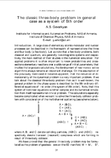 The classic three-body problem in generalcase as a system of 6th order
