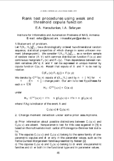 Rank test procedures using weak andthreshold copula function