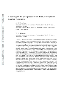 Modeling of 1D spin glasses from first principles ofclassical mechanics