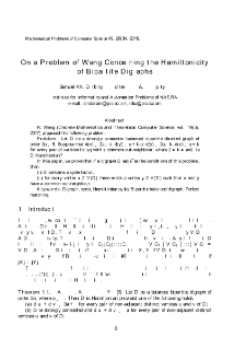 On a Problem of Wang Concerning the H amiltonicityof Bipartite Digraphs