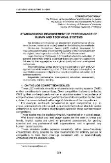 STANDARDIZING MEASUREMENT OF PERFORMANCE OFHUMAN AND TECHNICAL SYSTEMS