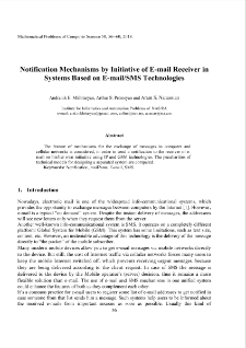 Notification Mechanisms by Initiative of E-mail Receiver inSystems Based on E-mail/SMS Technologies
