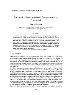 Community Detection-Based Recommendation Framework