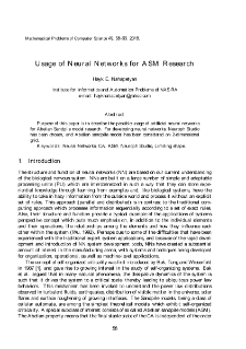 Usage of Neural Networks for ASM Research