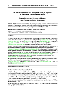 On Multiple Hypotheses LAO Testing With Liberty of Rejectionof Decision for Two Independent Objects