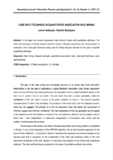 Cube-Split technique in quantitative association rule mining