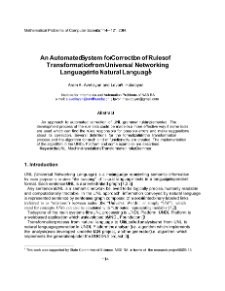 An Automated System for Correction of Rules ofTransformation from Universal NetworkingLanguage into Natural Language