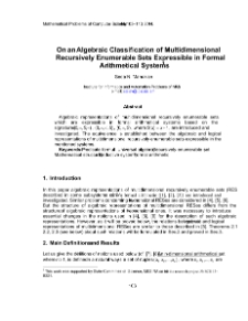 On an Algebraic Classification of MultidimensionalRecursively Enumerable Sets Expressible in FormalArithmetical Systems