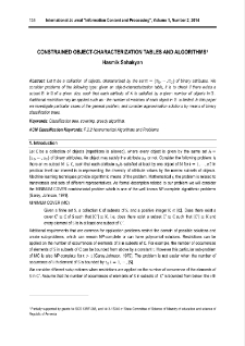 Constrained object-characterization tables and algorithms