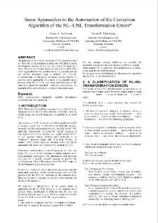 Some Approaches to the Automation of the Correction Algorithm of the NL–UNL Transformation Errors