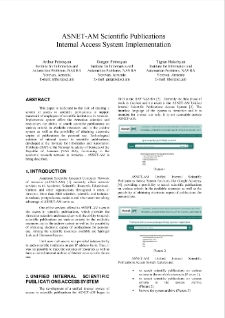ASNET-AM Scientific PublicationsInternal Access System Implementation
