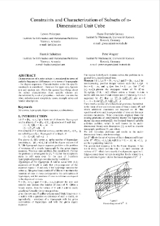 Constraints and Characterization of Subsets of n-Dimensional Unit Cube