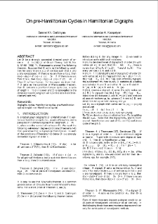 On pre-Hamiltonian Cycles in Hamiltonian Digraphs