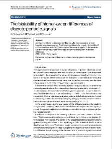 The bistability of higher-order differences of discrete periodic signals