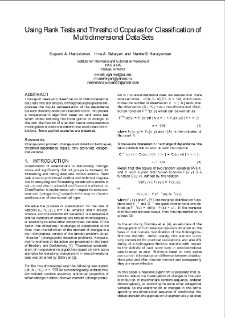 Using Rank Tests and Threshold Copulas for Classification ofMultidimensional Data Sets