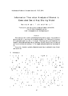 Information Theoretical Analysis of BiometricGenerated Secret Key Sharing Model