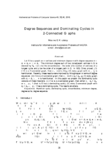 Degree Sequences and Dominating Cycles in2-Connected Graphs