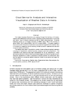 Cloud Service for Analysis and InteractiveVisualization of Weather Data in Armenia