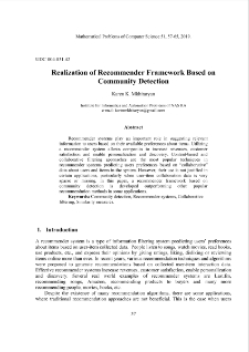 Realization of Recommender Framework Based on Community Detection