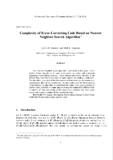 Complexity of Error-Correcting Code Based on Nearest Neighbor Search Algorithm