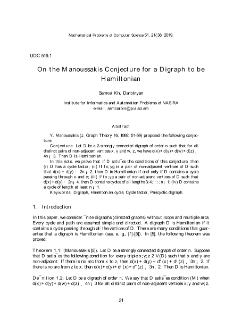 On the Manoussakis Conjecture for a Digraph to beHamiltonian