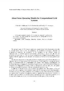 About Some Queueing Models for Computational GridSystems