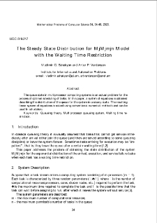 The Steady State Distribution for M|M|m|n Model with the Waiting Time Restriction