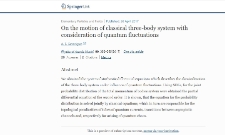On the motion of classical three-body system with consideration of quantum fluctuations