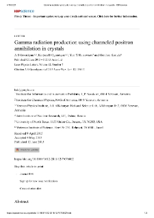 Gamma radiation production using channeled positron annihilation in crystals