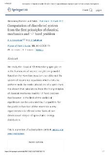 Computation of disordered system from the first principles of classical mechanics and ℕℙ hard problem