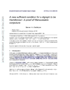 A new sufficient condition for a digraph to be Hamiltonian−A proof of Manoussakis conjecture