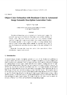 Object Color Estimation with Dominant Color in Automated Image Semantic Description Generation Tasks