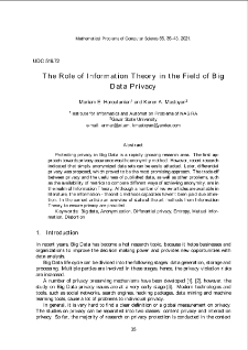 The Role of Information Theory in the Field of Big Data Privacy